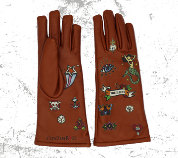 Tattooed Faux Leather Gloves